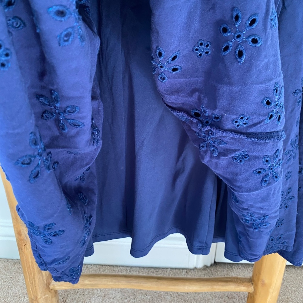 Torrid Maxi Challis Trapeze Eyelet Dress Deep Navy V-Neck Size 00 (10) Spring - Picture 7 of 12